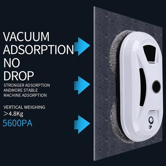 Electric Window Cleaning Robot with Remote Control, Safety Cord And 60 Ml Tank, 3000 Pa, Powerful Automatic Suction, Window Cleaning Robot for Indoor And Outdoor Use