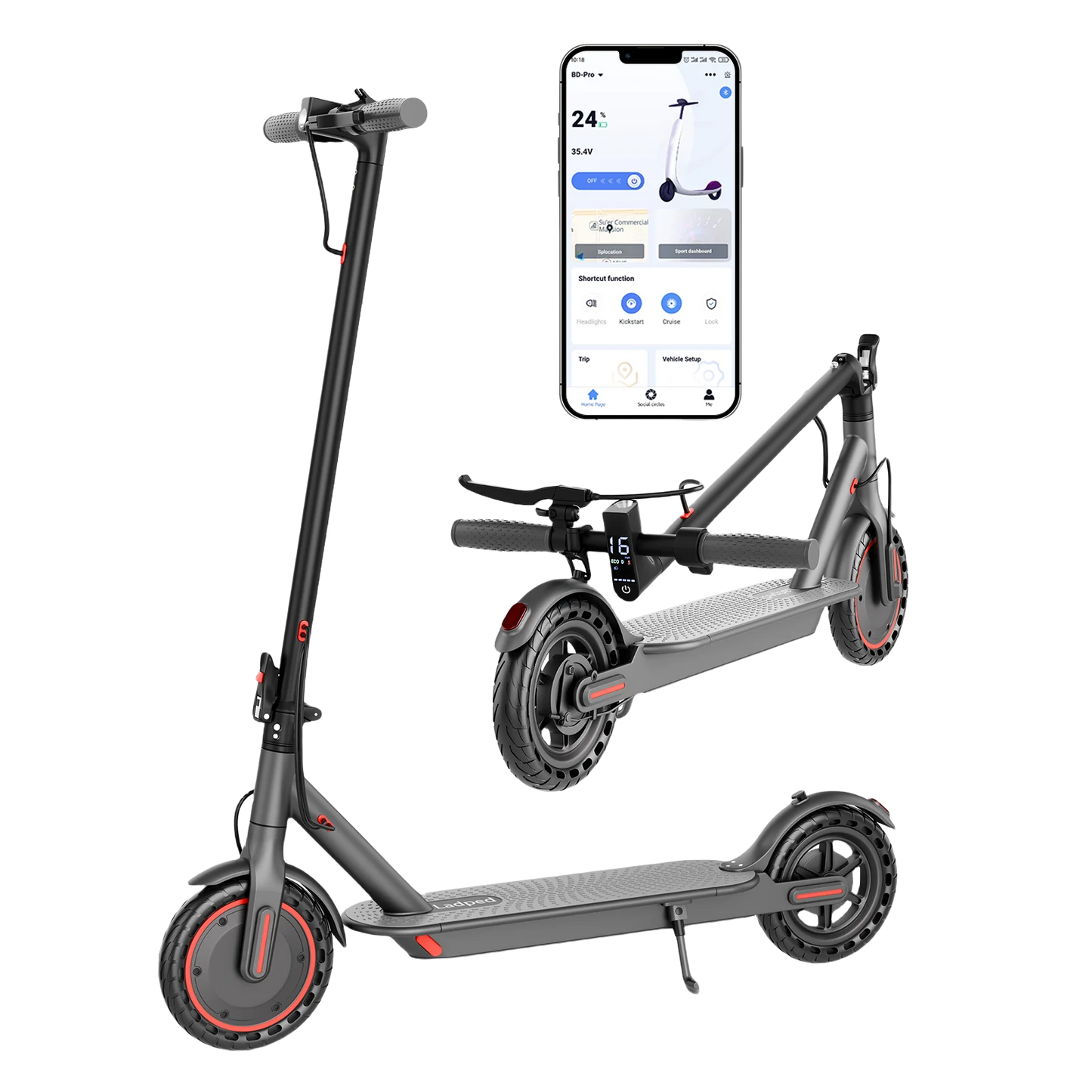 Smart Electric Scooter APP Kick Foldable EScooter