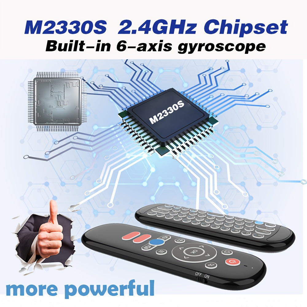 Wireless Air Mouse Remote Control with Mini Keyboard, 6-Axis Gyroscope, Voice Search, IR Learning, Anti-lost Remote- Perfect for Android TV Box, Projector, PS3, etc.!