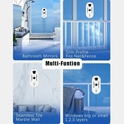 Electric Window Cleaning Robot with Remote Control, Safety Cord And 60 Ml Tank, 3000 Pa, Powerful Automatic Suction, Window Cleaning Robot for Indoor And Outdoor Use