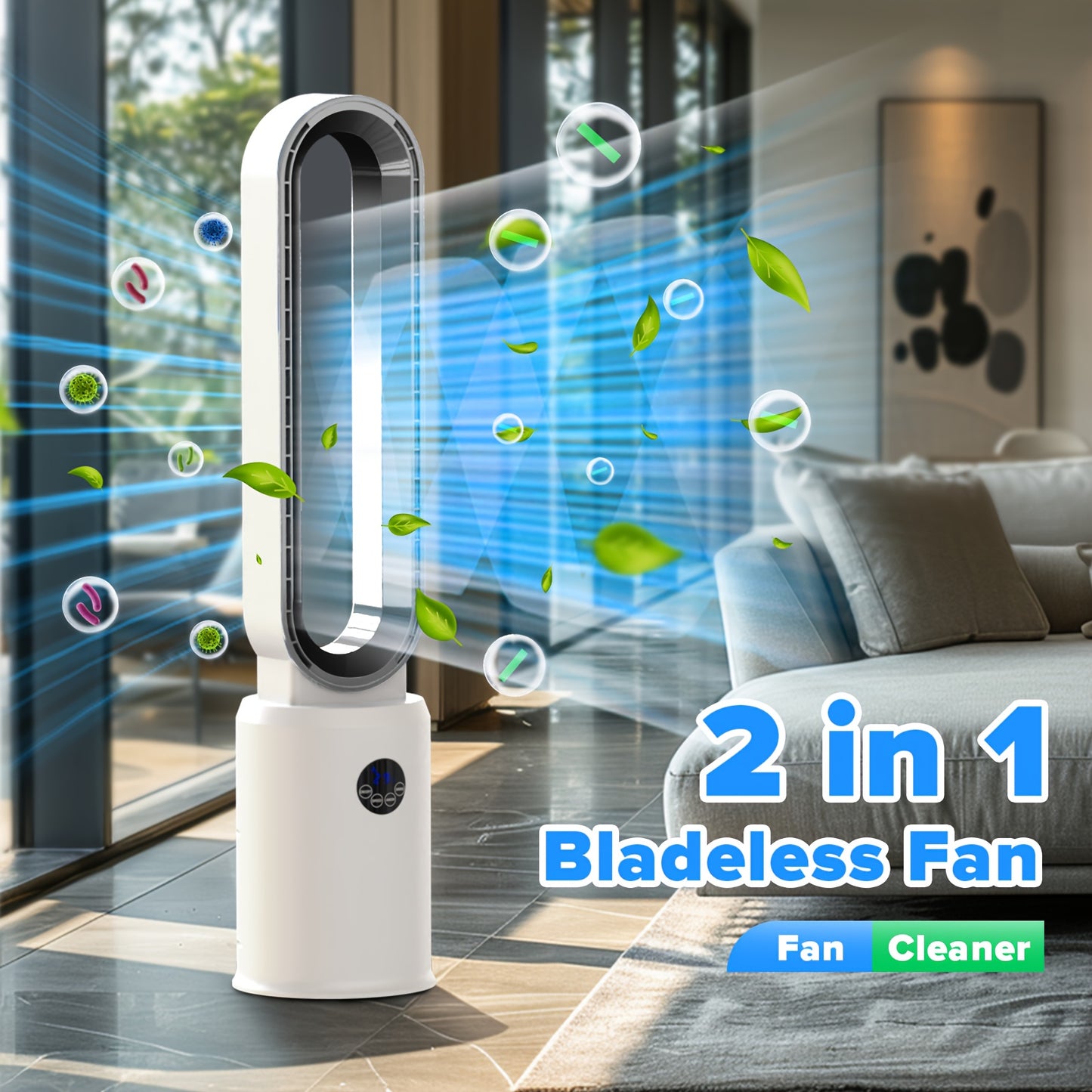 36" Bladeless Tower Fan with Remote, 90° Oscillating Bladeless Fans, 24 Speeds, 12H Timer, Max 26ft/ S, Portable Standing Fan with Touch LED Display, Quiet Cooling Floor Fan Or Bedroom Living Room Office
