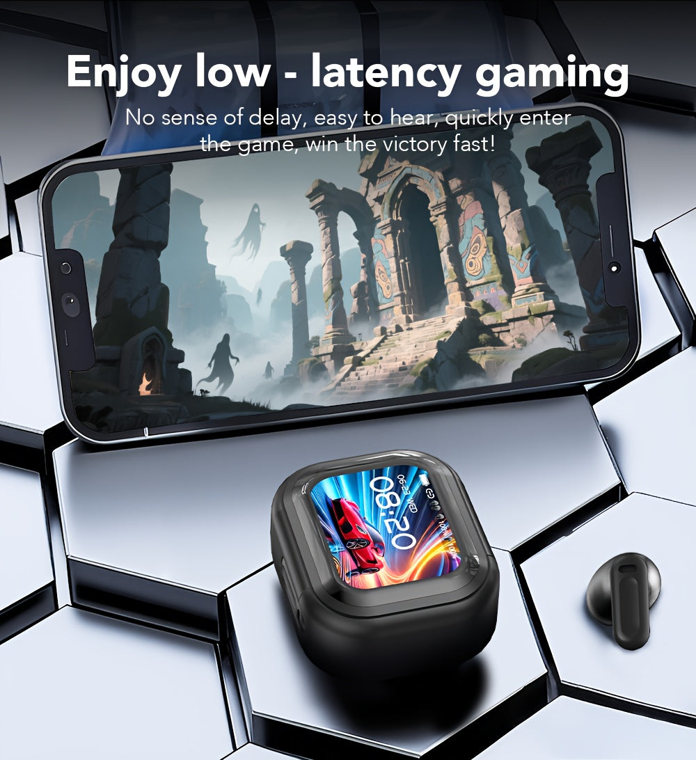 1pc HTC NE20 TWS Wireless Headphones Feature 131 Language Translation, High-definition Touch screenb Display