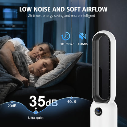 36" Bladeless Tower Fan with Remote, 90° Oscillating Bladeless Fans, 24 Speeds, 12H Timer, Max 26ft/ S, Portable Standing Fan with Touch LED Display, Quiet Cooling Floor Fan Or Bedroom Living Room Office