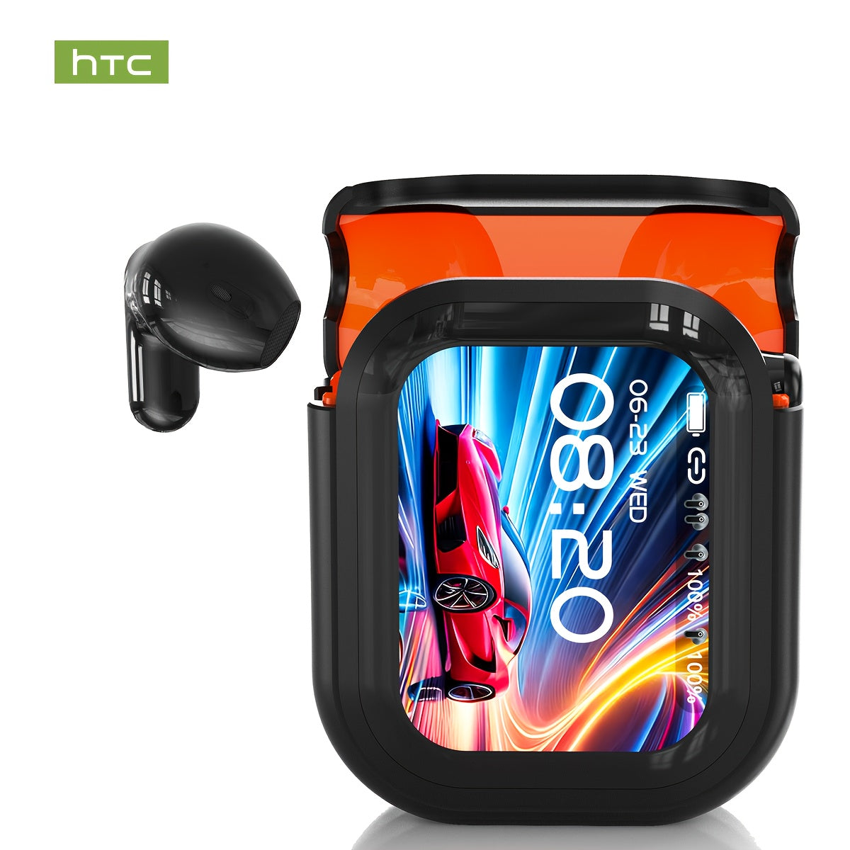 1pc HTC NE20 TWS Wireless Headphones Feature 131 Language Translation, High-definition Touch screenb Display