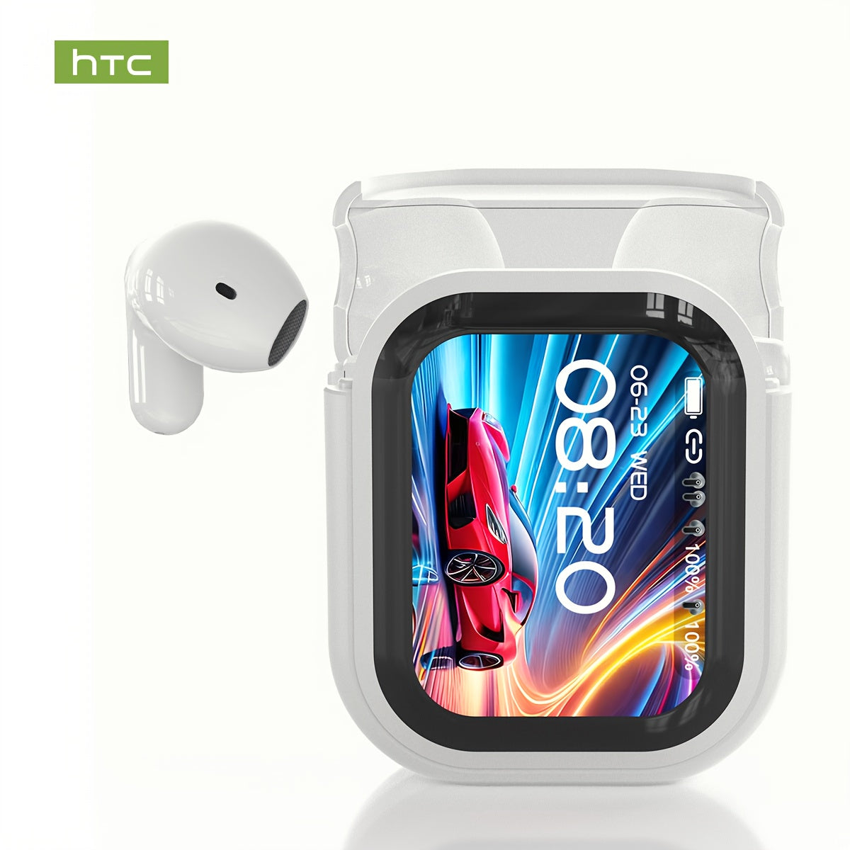 1pc HTC NE20 TWS Wireless Headphones Feature 131 Language Translation, High-definition Touch screenb Display