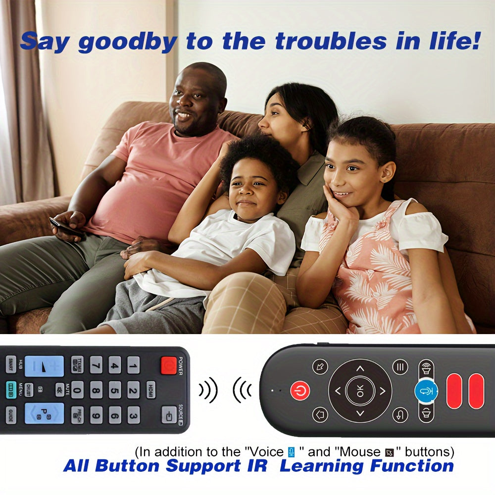 Wireless Air Mouse Remote Control with Mini Keyboard, 6-Axis Gyroscope, Voice Search, IR Learning, Anti-lost Remote- Perfect for Android TV Box, Projector, PS3, etc.!