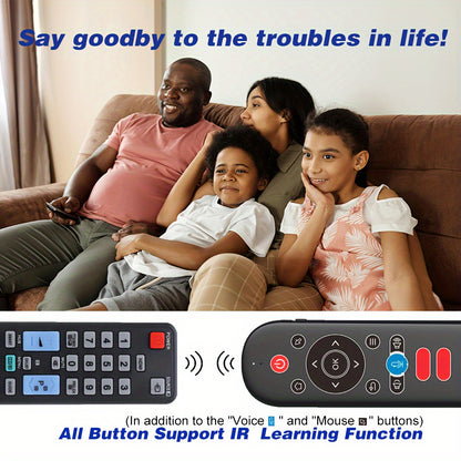 Wireless Air Mouse Remote Control with Mini Keyboard, 6-Axis Gyroscope, Voice Search, IR Learning, Anti-lost Remote- Perfect for Android TV Box, Projector, PS3, etc.!