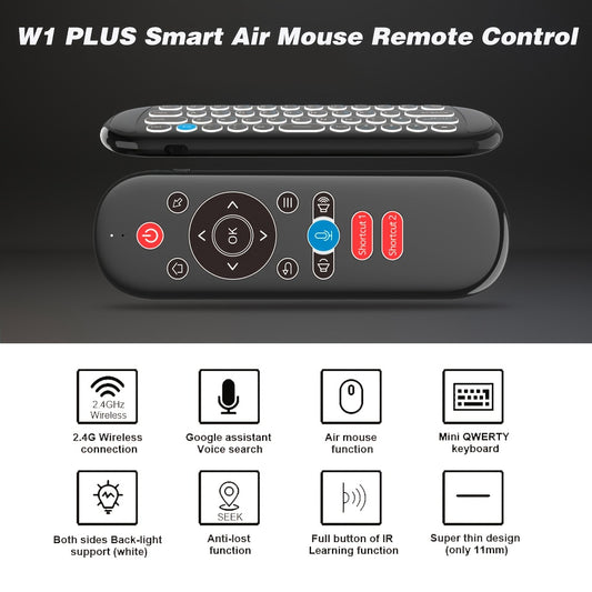 Wireless Air Mouse Remote Control with Mini Keyboard, 6-Axis Gyroscope, Voice Search, IR Learning, Anti-lost Remote- Perfect for Android TV Box, Projector, PS3, etc.!