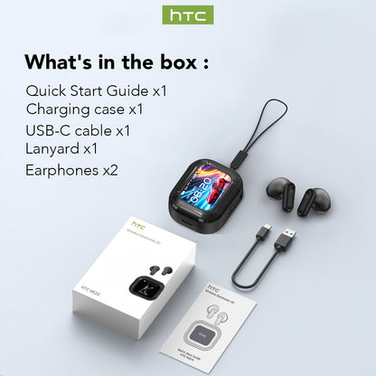 1pc HTC NE20 TWS Wireless Headphones Feature 131 Language Translation, High-definition Touch screenb Display