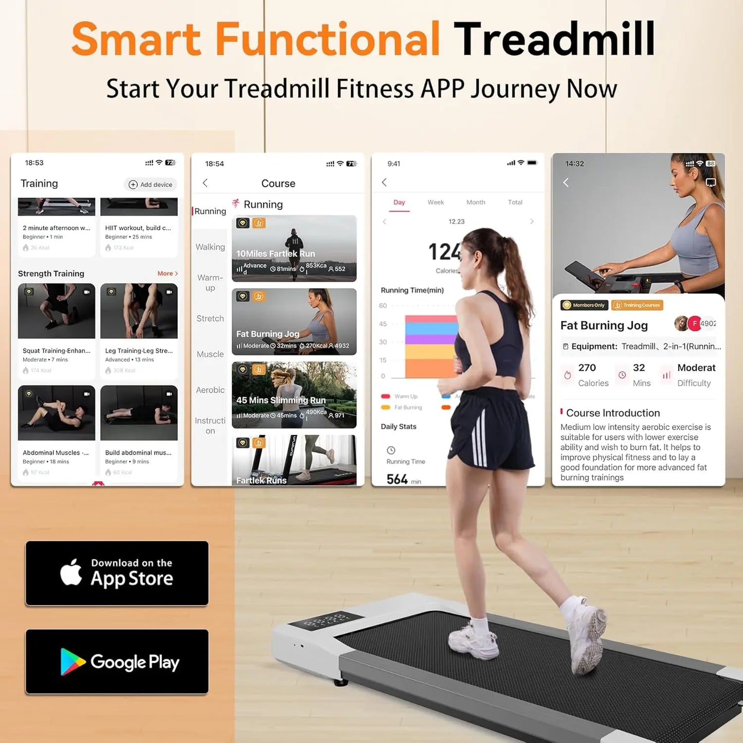 Raceable Smart Treadmill with Rewards Program, Quick Setup, APP/Remote Control, LED