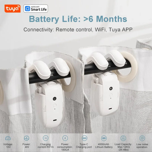 Tuya Smart Curtain Robot, Intelligent 3-in-1 Control Tuya App/Remote/voice control（Alexa Google Siri）