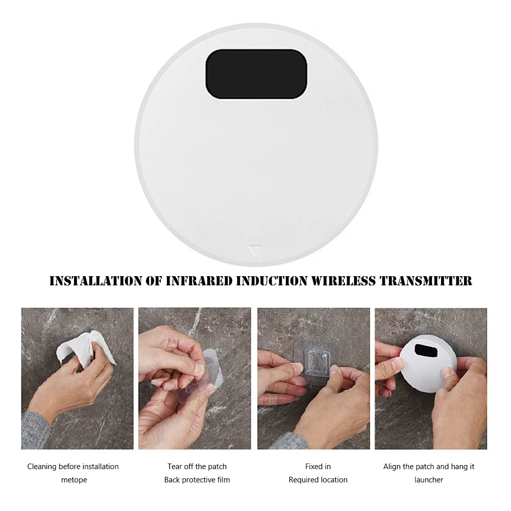 Automatic Toilet Flush Button Induction Toilet Flusher External Infrared Flush Splash-proof with Wireless Transmitter