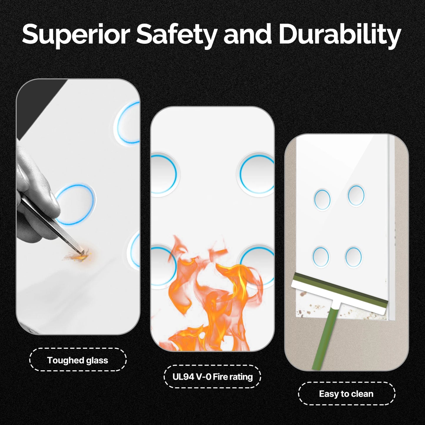 MOES Matter WiFi Smart Concave Glass Panel Electric Switch Compatible with Alexa Google Home SmartThings