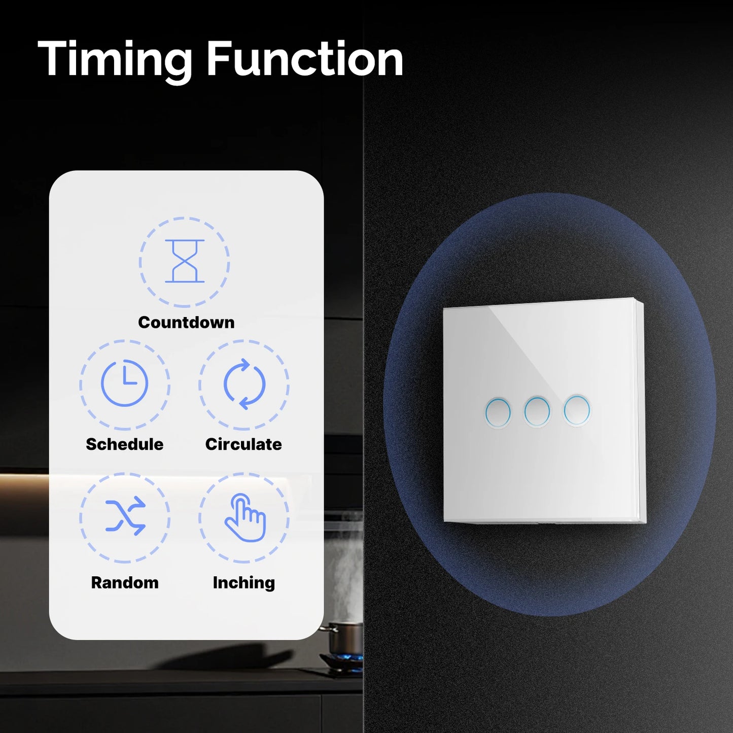 MOES Matter WiFi Smart Concave Glass Panel Electric Switch Compatible with Alexa Google Home SmartThings