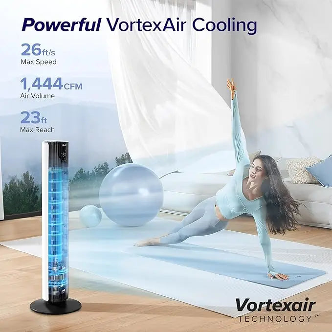 WI-FI Smart Silent Tower Fan. Powerful Electric Cooling. Voice Control 4 Modes 12 Speeds