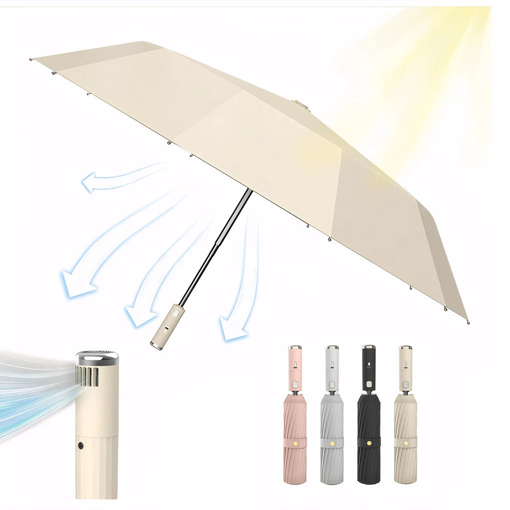 Portable Umbrella With Fan Convenient Cooling And Sun Protection On Go Waterproof Umbrella For Women pink