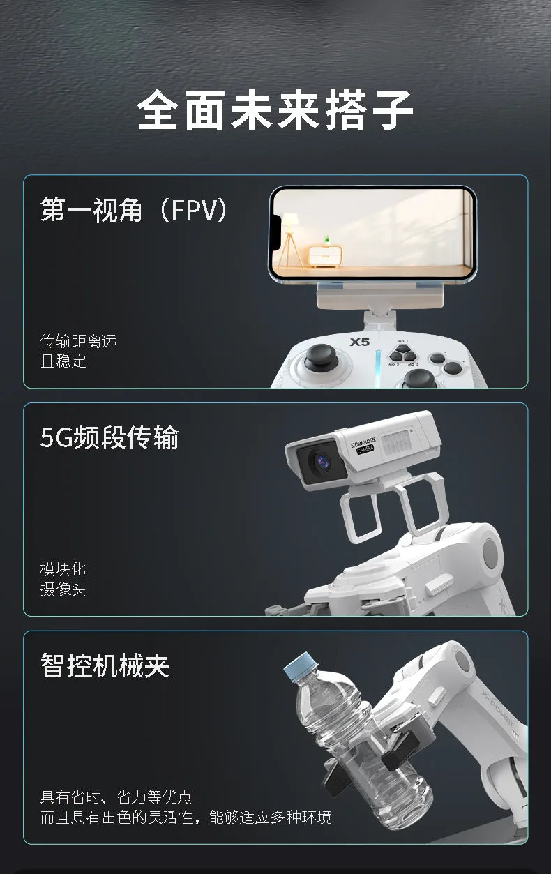 Programming robot, intelligent  robotic arm, FPV remote control, automatic tracking, obstacle avoidance, LED screen display