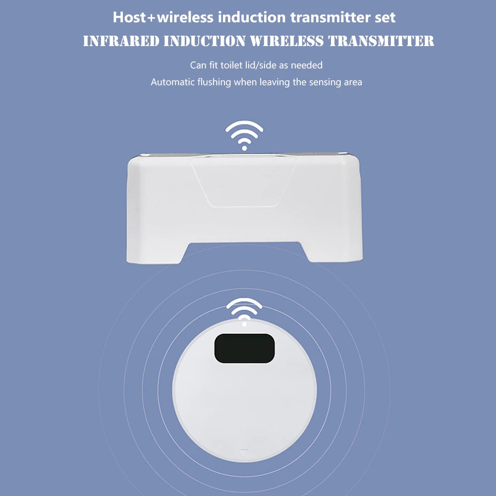 Automatic Toilet Flush Button Induction Toilet Flusher External Infrared Flush Splash-proof with Wireless Transmitter