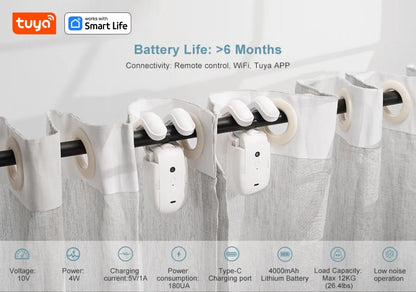 Tuya Smart Curtain Robot, Intelligent 3-in-1 Control Tuya App/Remote/voice control（Alexa Google Siri）