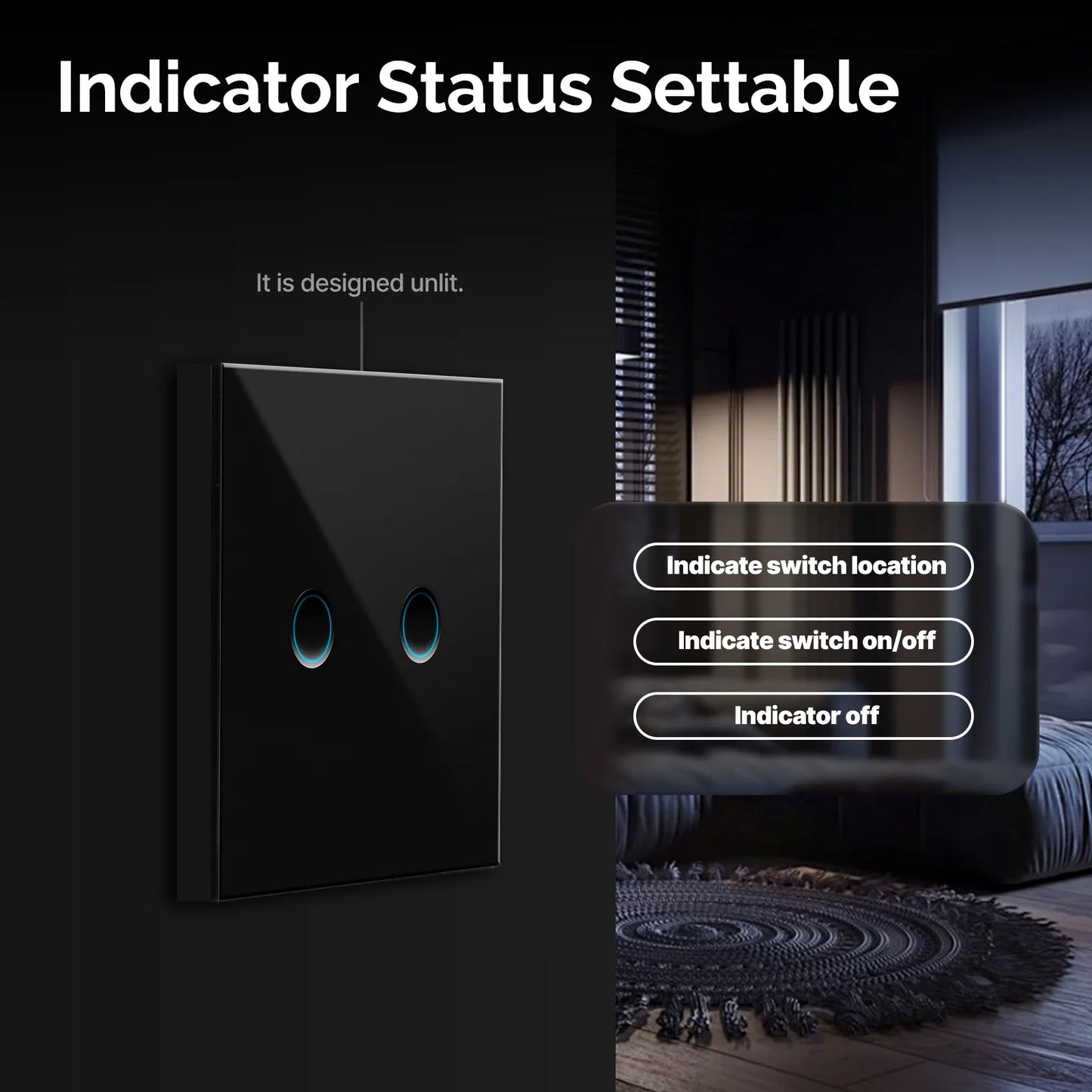 MOES Matter WiFi Smart Concave Glass Panel Electric Switch Compatible with Alexa Google Home SmartThings