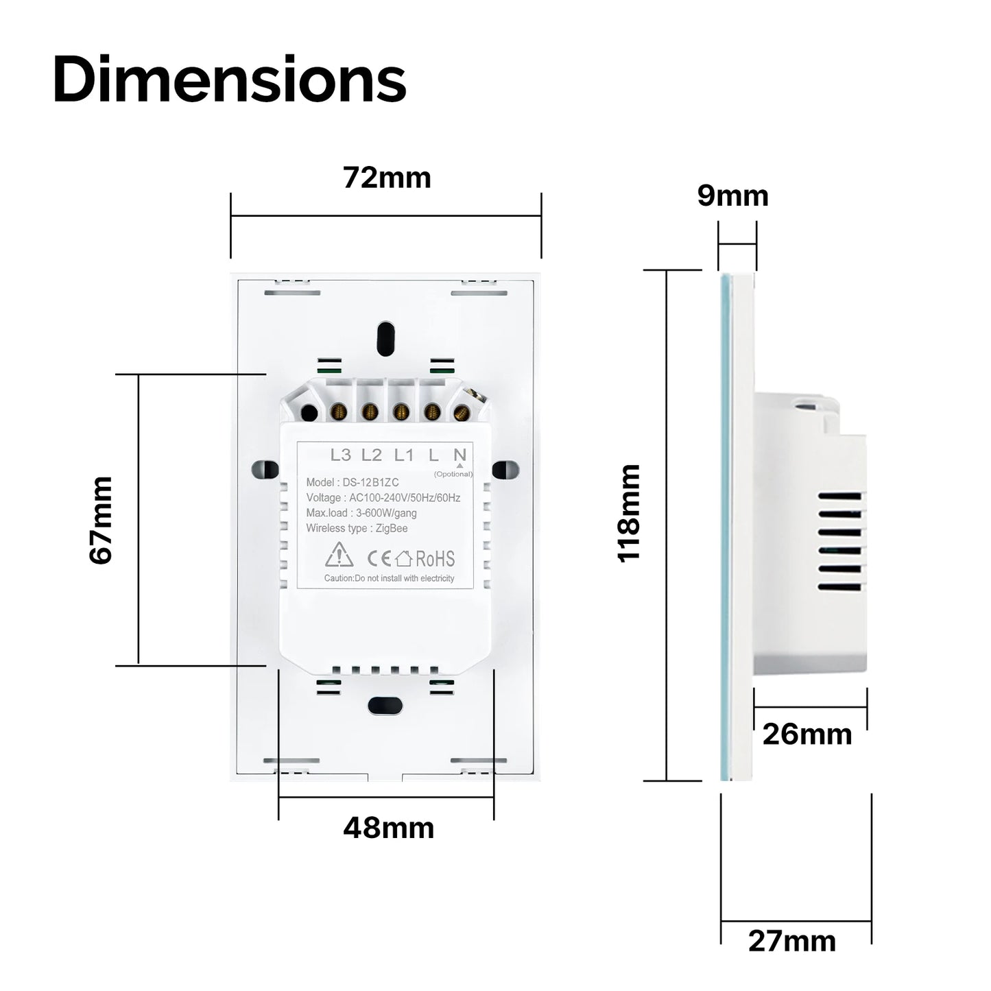 MOES Matter WiFi Smart Concave Glass Panel Electric Switch Compatible with Alexa Google Home SmartThings