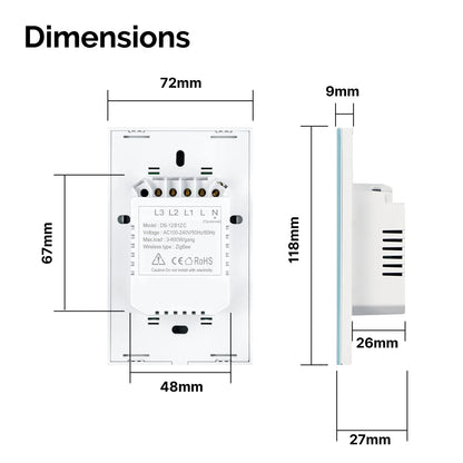 MOES Matter WiFi Smart Concave Glass Panel Electric Switch Compatible with Alexa Google Home SmartThings
