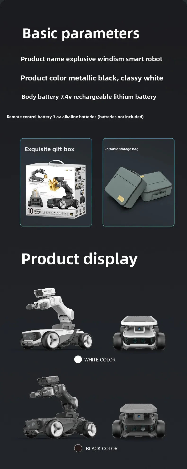 Programming robot, intelligent  robotic arm, FPV remote control, automatic tracking, obstacle avoidance, LED screen display
