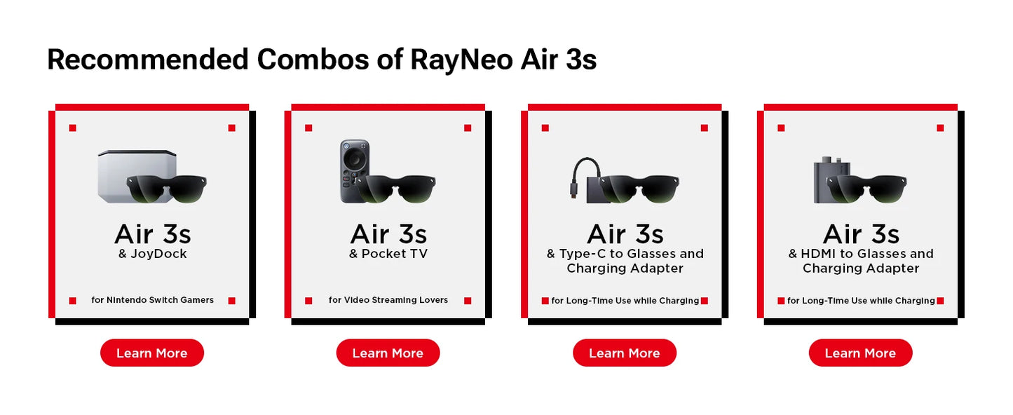 RayNeo Air 3S AR Glasses Micro OLED Screen Display 3D HD Private Cinema Pocket TV for Mobile Phone Computer Game Machine