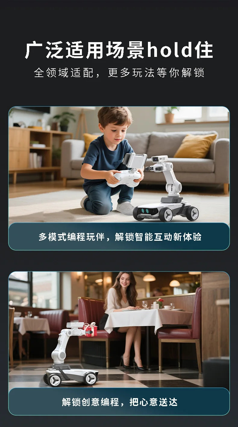 Programming robot, intelligent  robotic arm, FPV remote control, automatic tracking, obstacle avoidance, LED screen display