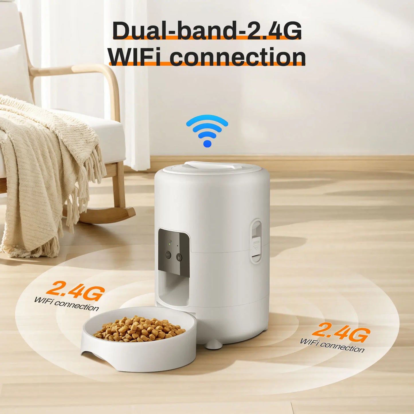 Automatic Pet Feeder, Smart Cat Food Distributor, Three Models: Button Model, WIFI Model, Video Model Can Be Selected
