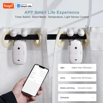 Tuya Smart Curtain Robot, Intelligent 3-in-1 Control Tuya App/Remote/voice control（Alexa Google Siri）