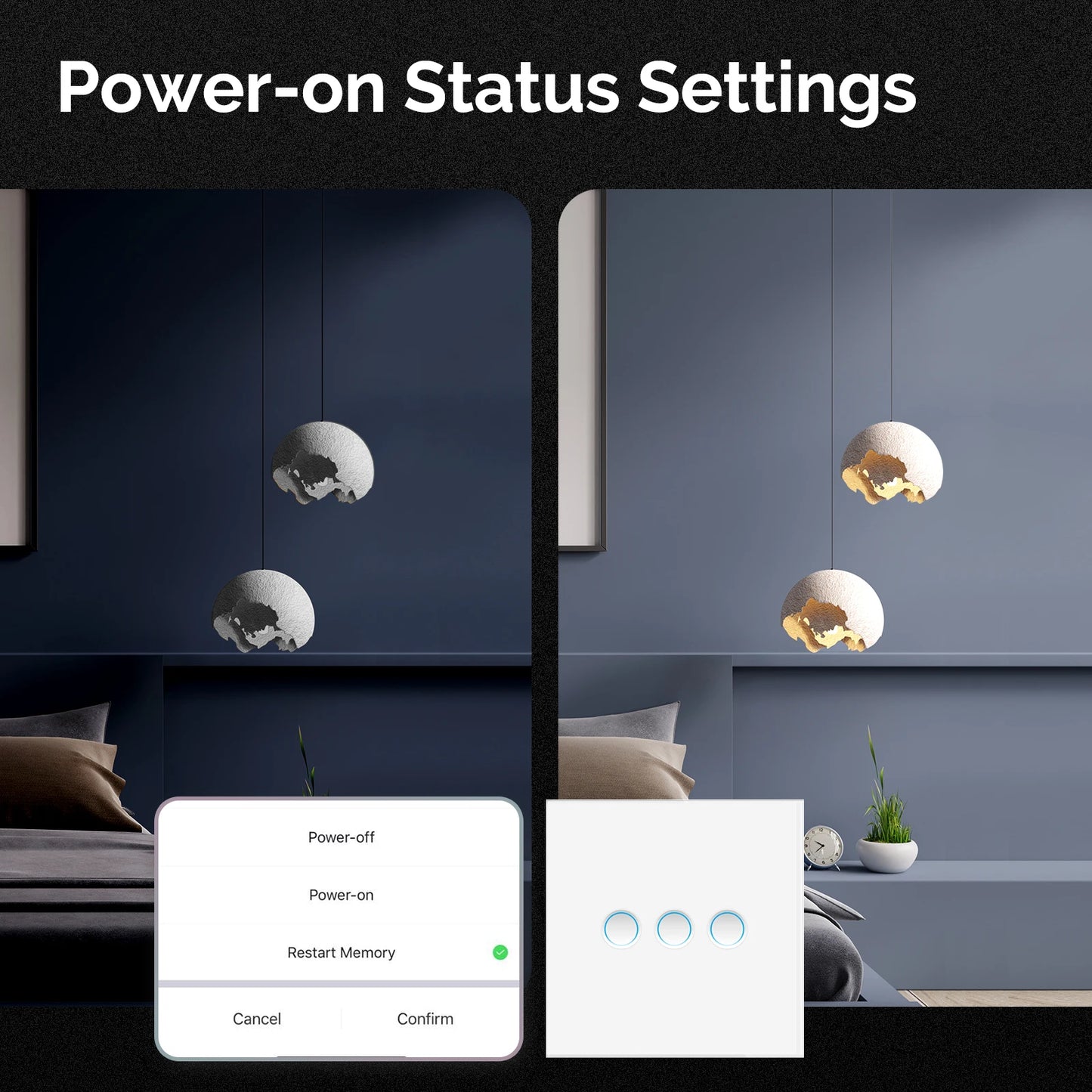 MOES Matter WiFi Smart Concave Glass Panel Electric Switch Compatible with Alexa Google Home SmartThings
