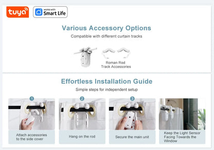 Tuya Smart Curtain Robot, Intelligent 3-in-1 Control Tuya App/Remote/voice control（Alexa Google Siri）