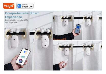 Tuya Smart Curtain Robot, Intelligent 3-in-1 Control Tuya App/Remote/voice control（Alexa Google Siri）