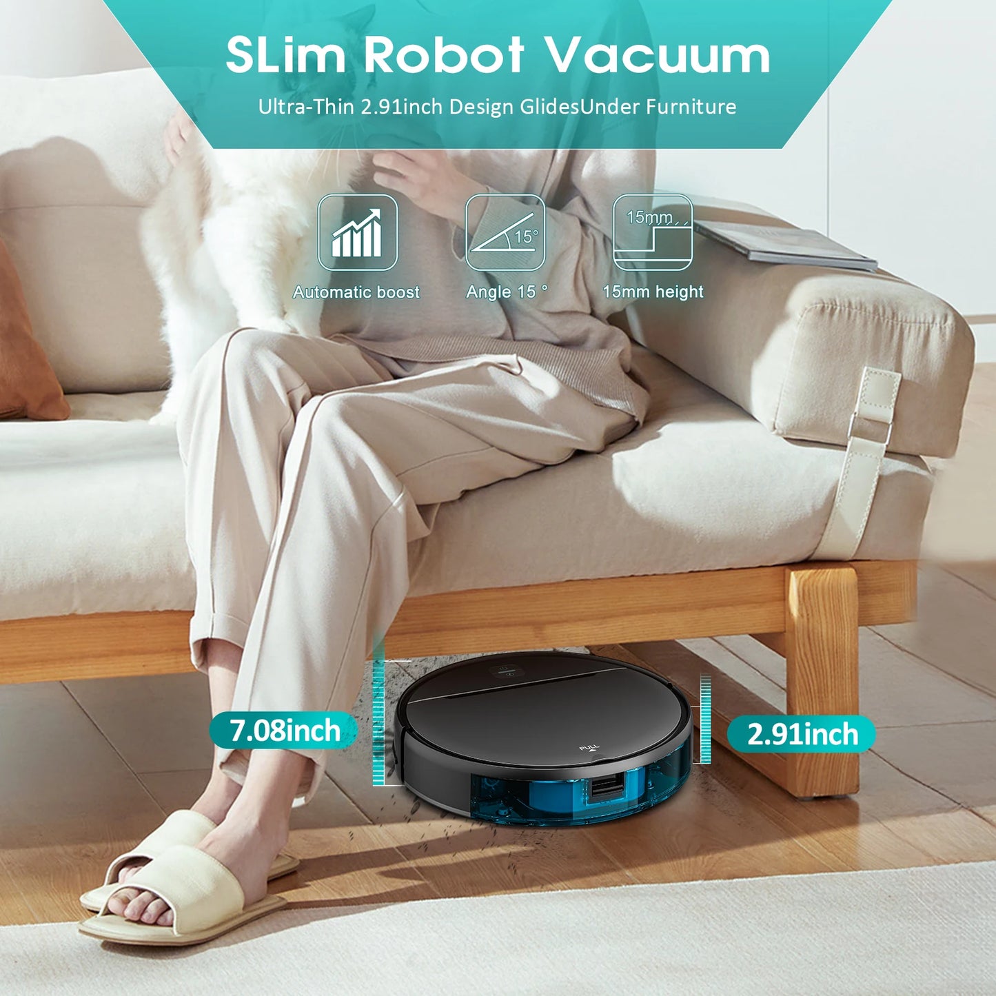 OMESER Robotic Vacuum Auto-Charge, Programmable Cleaner, Smart Cleaning System