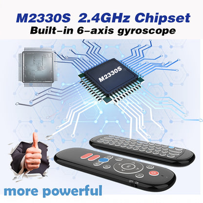 Wireless Air Mouse Remote Control with Mini Keyboard, 6-Axis Gyroscope, Voice Search, IR Learning, Anti-lost Remote- Perfect for Android TV Box, Projector, PS3, etc.!