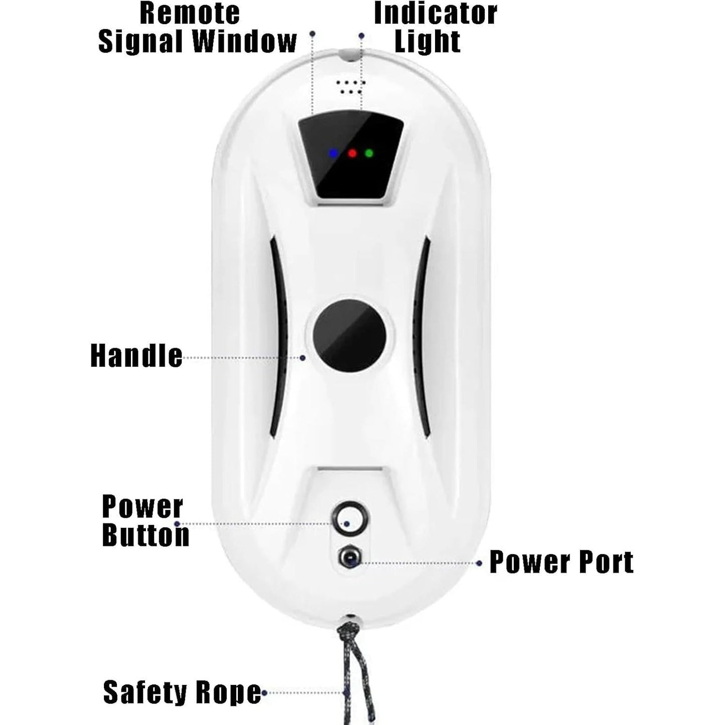 Electric Window Cleaning Robot with Remote Control, Safety Cord And 60 Ml Tank, 3000 Pa, Powerful Automatic Suction, Window Cleaning Robot for Indoor And Outdoor Use