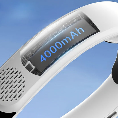 Neck-Mounted Fan with Ice Sensing Technology, Providing 360-Degree Cooling Air, Adjustable in Three Speeds, Featuring an Intelligent Display, Designed to Prevent Hair Tangling.